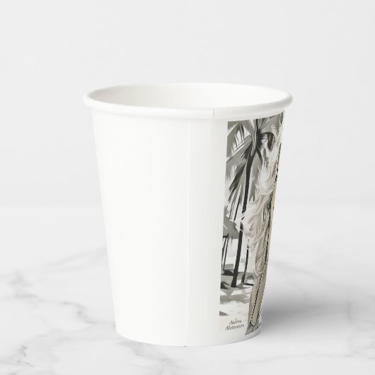 Meisje Elegant in zwart en wit Papieren Bekers (Rechts)