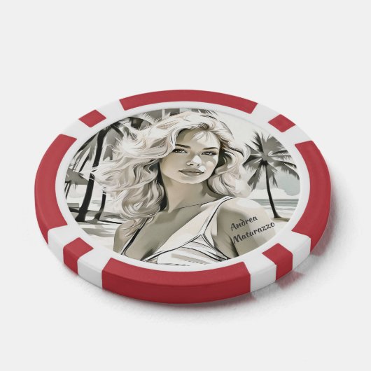 Meisje Elegant in zwart en wit Poker Chips (Enkel)