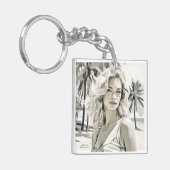 Meisje Elegant in zwart en wit Sleutelhanger (Voorkant Links)