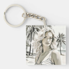 Meisje Elegant in zwart en wit Sleutelhanger