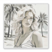 Meisje Elegant in zwart en wit Sticker (Voorkant)