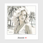 Meisje Elegant in zwart en wit Sticker (Vel)