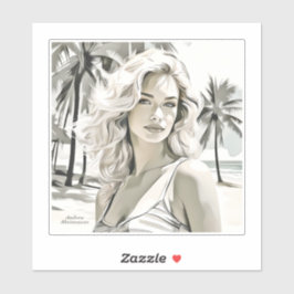 Meisje Elegant in zwart en wit Sticker