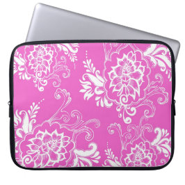 meisje, elegant, klassiek, stijlvol, roze roze flo laptop sleeve