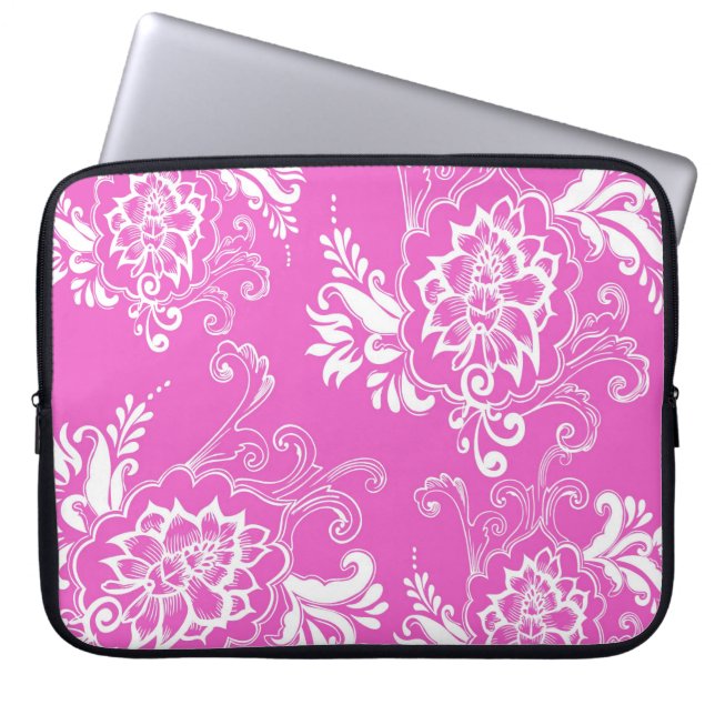 meisje, elegant, klassiek, stijlvol, roze roze flo laptop sleeve (Voorkant)