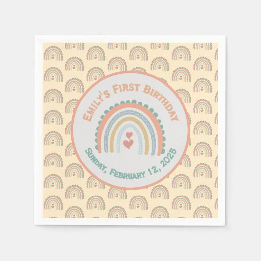 Meisje Elegant & Sweet Rainbow Bord Geel Servet (Voorkant)