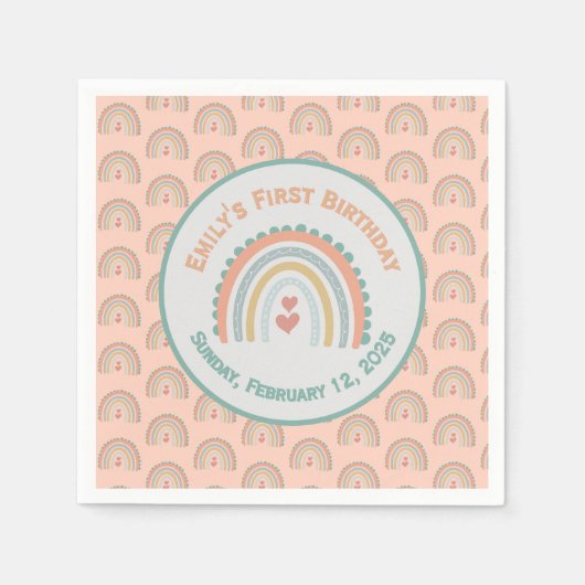 Meisje Elegant & Sweet Rainbow Light Coral Servet (Voorkant)