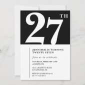 Meisje Elegante 27e verjaardag uitnodiging Chic Si (Voorkant)