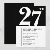 Meisje Elegante 27e verjaardag uitnodiging Chic Si (Voorkant / Achterkant)