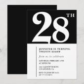 Meisje Elegante 28e verjaardag uitnodiging Chic Si (Voorkant / Achterkant)