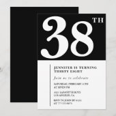 Meisje Elegante 38e verjaardag uitnodiging Chic Si (Voorkant / Achterkant)