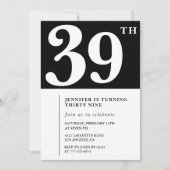 Meisje Elegante 39e verjaardag uitnodiging Chic Si (Voorkant)