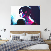 Meisje Elegante Mode Cyberpunk Esthetische Neon Ar Canvas Afdruk (Insitu (Slaapkamer))