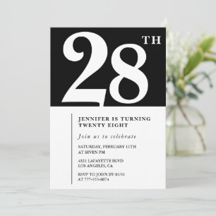 Meisje Elegante uitnodiging 28e verjaardag Chic Ee
