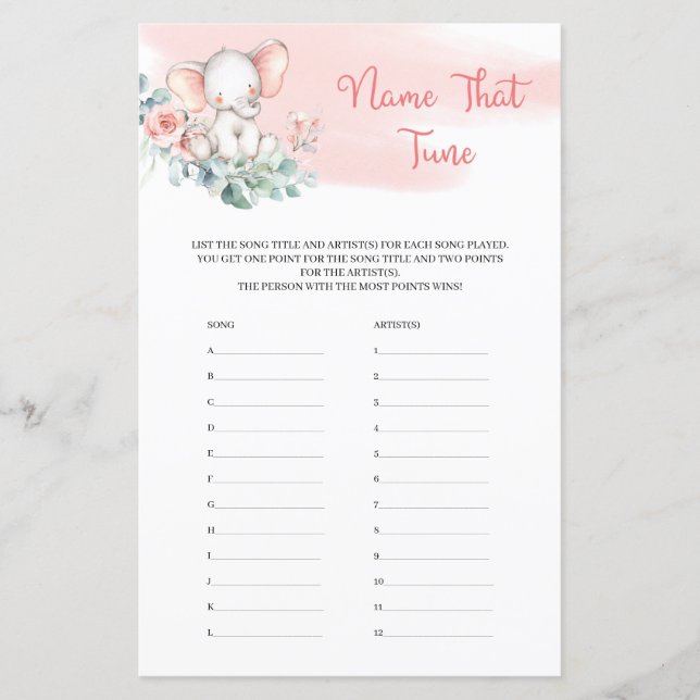 Meisje Elephant Eucalyptus Name that Tune Game (Voorkant)