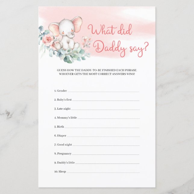 Meisje Elephant Eucalyptus Wat zei papa over spel? (Voorkant)