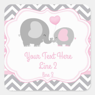 Meisje Elephant roze grijze label ticker