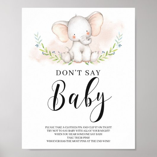 Meisje Elephant zeg niet dat het Baby shower van h Poster (Voorkant)