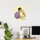 Meisje Elf Fee Narcis Antiek Pasen Poster (Thuiskantoor)