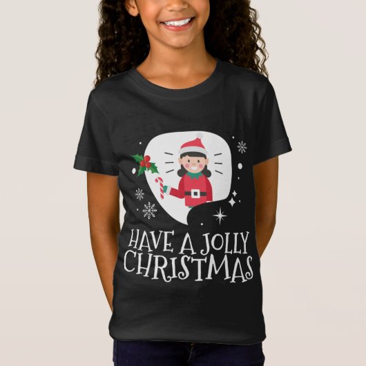 Meisje Elf Kerst Schattige T-shirt (Voorkant)
