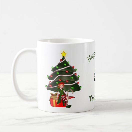 Meisje Elf kerstboom - Persoonlijke feestdag Koffiemok (Links)