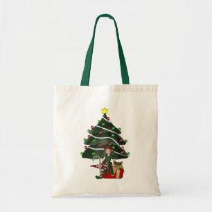 Meisje Elf Kerstboom Vakantie Canvas tas