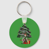 Meisje Elf Kerstboom Vakantie Sleutelhanger (Voorkant)