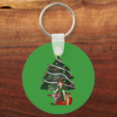 Meisje Elf Kerstboom Vakantie Sleutelhanger (Voorkant)