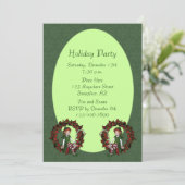 Meisje Elf op krans Kerstmis vakantie uitnodiging (Staand voorkant)