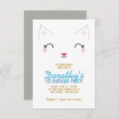 meisje ELKE LEEFTIJD poes KAT VERJAARDAGS PARTY BL Kaart (Voorkant / Achterkant)