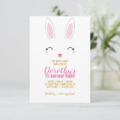 meisje ELKE LEEFTIJD roze BUNNY VERJAARDAG feest Kaart (Staand voorkant)