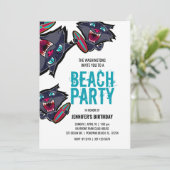 meisje ELKE LEEFTIJD surf kat STRAND FEESTJE Kaart (Staand voorkant)