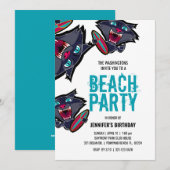 meisje ELKE LEEFTIJD surf kat STRAND FEESTJE Kaart (Voorkant / Achterkant)