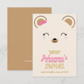 meisje ELKE LEEFTIJD teddybeer VERJAARDAGSFEESTJE  Kaart (Voorkant / Achterkant)