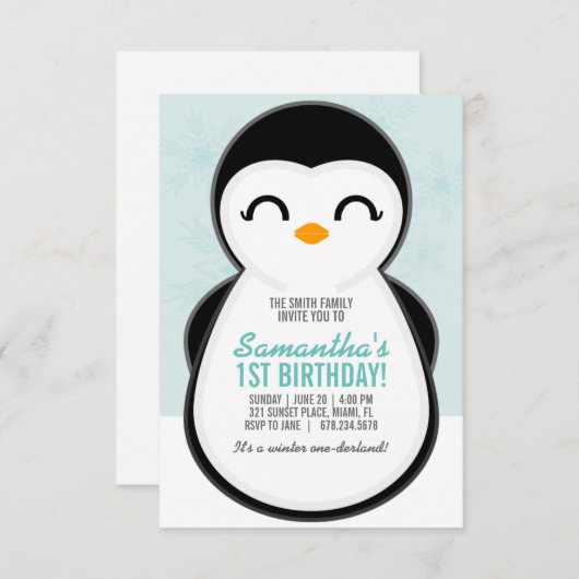 meisje ELKE LEEFTIJD winter PINGUIN VERJAARDAG sch Kaart (Voorkant / Achterkant)