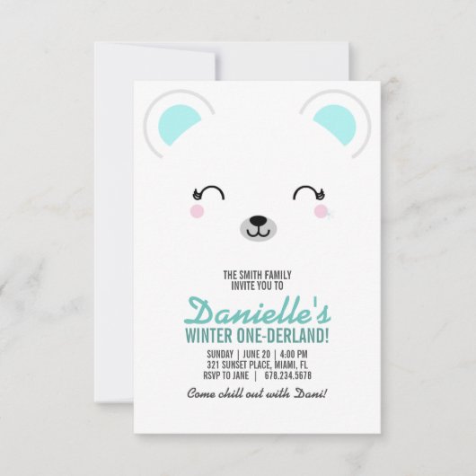 meisje ELKE LEEFTIJD winter POLAR BEER verjaardags Kaart (Voorkant)