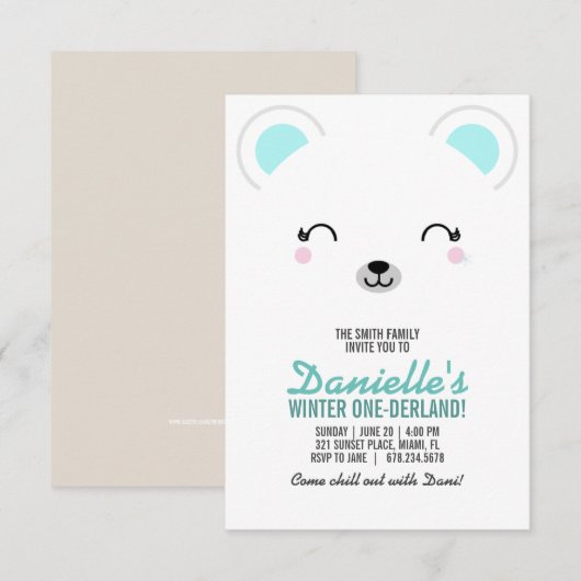 meisje ELKE LEEFTIJD winter POLAR BEER verjaardags Kaart (Voorkant / Achterkant)