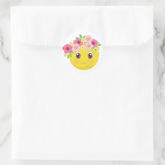  meisje Emoji met bloemen stickers (Tas)