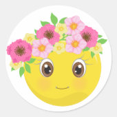  meisje Emoji met bloemen stickers (Voorkant)