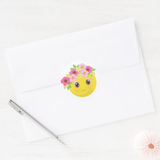  meisje Emoji met bloemen stickers (Envelop)