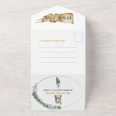 Meisje en Baby Animal Wild Baby shower All In One Uitnodiging (Buitenkant)