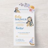 Meisje en Baby Animal Wild Baby shower All In One Uitnodiging (Binnen)