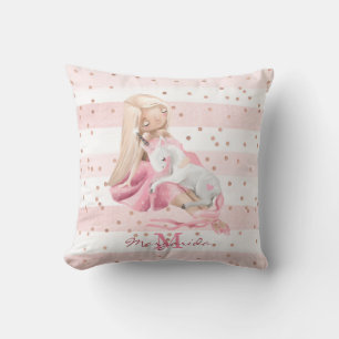 Meisje en Baby eenhoorn Kussen