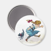 Meisje en bang kat lopen van Jack O'Lantern Magneet (Voorkant / Achterkant)