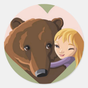 Meisje en Beer Ronde Sticker