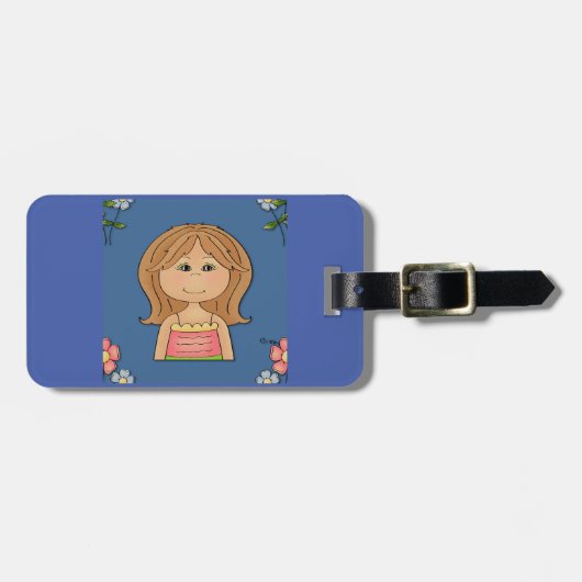 Meisje en bloemen bagagelabel (Voorkant horizontaal)