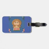 Meisje en bloemen bagagelabel (Achterkant horizontaal)