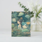 Meisje en bloemen Briefkaart (Staand voorkant)