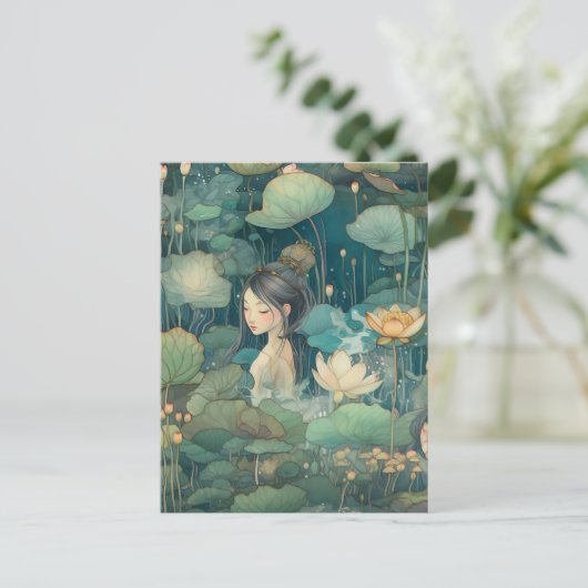 Meisje en bloemen Briefkaart (Staand voorkant)