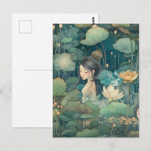 Meisje en bloemen Briefkaart (Voorkant / Achterkant)